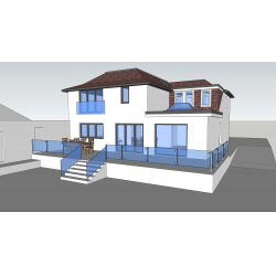 Newton Mearns - Two-storey rear extension, with part one-storey. Lantern skylight to add lots of light into new dining kitchen space.